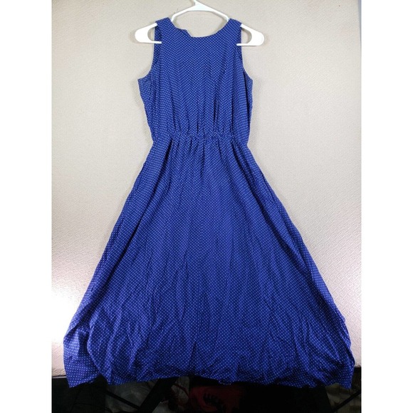 Vtg E.D.Michaels By Daphna Tamler‎ Dress Womens Small Blue Polka Dot Fit & Flare - Picture 1 of 7